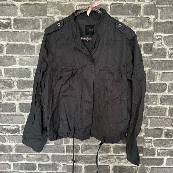 Rails Rowen Military Jacket Dark Grey with Star Embroidery - Picture 2 of 12